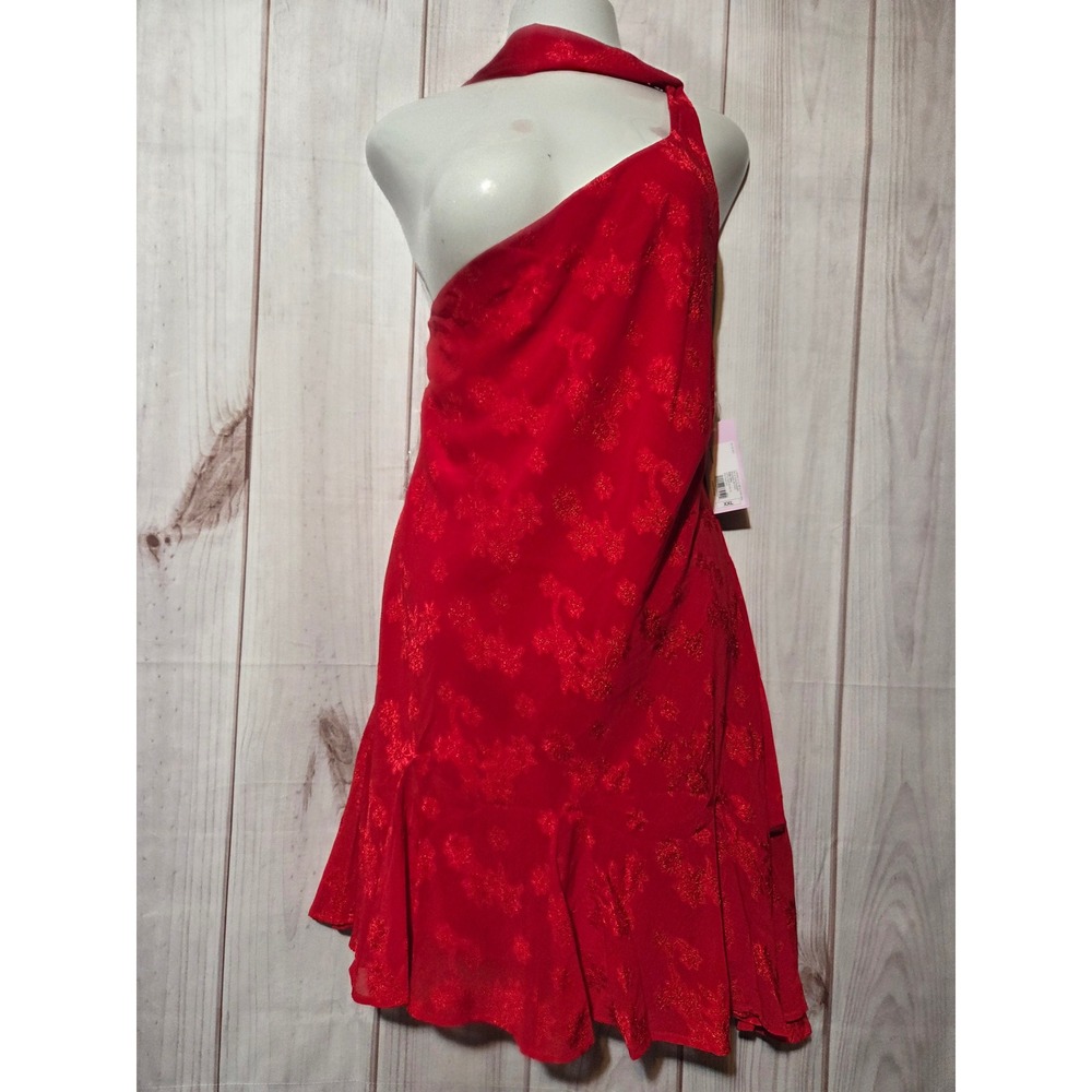 Wild Fable Womens Red One Shoulder Floral Jacquard Mini Dress XXL NWT